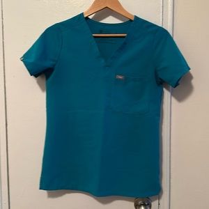 Figs teal scrub top